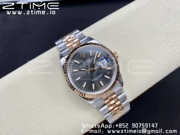 Rolex DateJust 36 SS 126231 VSF 1:1 Best Edition 904L Steel Gray Stick Dial on SS/RG Jubilee Bracelet VS3235 - Super Clone Watch | 1:1 Best Version
