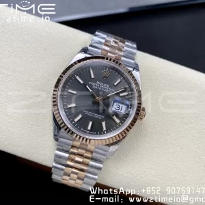 Rolex DateJust 36 SS 126231 VSF 1:1 Best Edition 904L Steel Gray Stick Dial on SS/RG Jubilee Bracelet VS3235 - Super Clone Watch | 1:1 Best Version