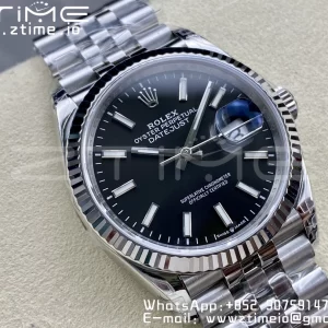 Rolex DateJust 36 126234 904L SS VSF 1:1 Best Edition Fluted Bezel Black Dial on Jubilee Bracelet VS3235 - Super Clone Watch | 1:1 Best Version