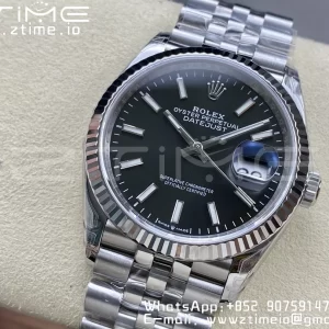 Rolex DateJust 36 126234 904L SS VSF 1:1 Best Edition Fluted Bezel Black Dial on Jubilee Bracelet VS3235 - Super Clone Watch | 1:1 Best Version