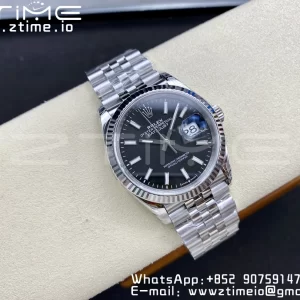 Rolex DateJust 36 126234 904L SS VSF 1:1 Best Edition Fluted Bezel Black Dial on Jubilee Bracelet VS3235 - Super Clone Watch | 1:1 Best Version