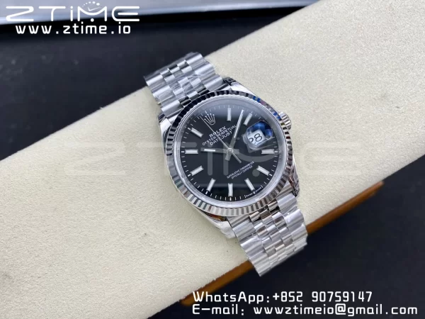 Rolex DateJust 36 126234 904L SS VSF 1:1 Best Edition Fluted Bezel Black Dial on Jubilee Bracelet VS3235 - Super Clone Watch | 1:1 Best Version