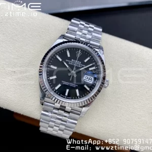 Rolex DateJust 36 126234 904L SS VSF 1:1 Best Edition Fluted Bezel Black Dial on Jubilee Bracelet VS3235 - Super Clone Watch | 1:1 Best Version