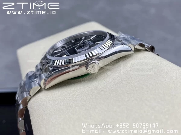 Rolex DateJust 36 126234 904L SS VSF 1:1 Best Edition Fluted Bezel Black Dial on Jubilee Bracelet VS3235 - Super Clone Watch | 1:1 Best Version