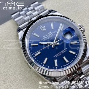 Rolex DateJust 36 126234 904L SS VSF 1:1 Best Edition Fluted Bezel Blue Dial on Jubilee Bracelet VS3235 - Super Clone Watch | 1:1 Best Version