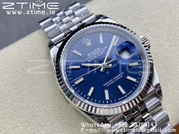 Rolex DateJust 36 126234 904L SS VSF 1:1 Best Edition Fluted Bezel Blue Dial on Jubilee Bracelet VS3235 - Super Clone Watch | 1:1 Best Version