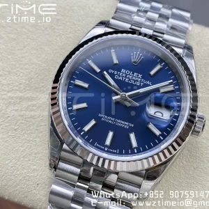Rolex DateJust 36 126234 904L SS VSF 1:1 Best Edition Fluted Bezel Blue Dial on Jubilee Bracelet VS3235 - Super Clone Watch | 1:1 Best Version