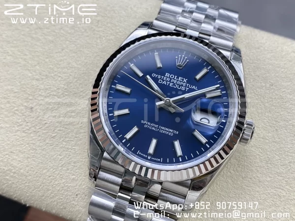 Rolex DateJust 36 126234 904L SS VSF 1:1 Best Edition Fluted Bezel Blue Dial on Jubilee Bracelet VS3235 - Super Clone Watch | 1:1 Best Version