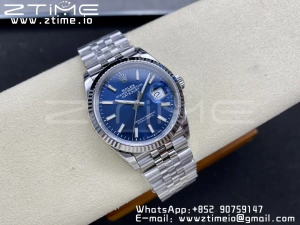 Rolex DateJust 36 126234 904L SS VSF 1:1 Best Edition Fluted Bezel Blue Dial on Jubilee Bracelet VS3235 - Super Clone Watch | 1:1 Best Version