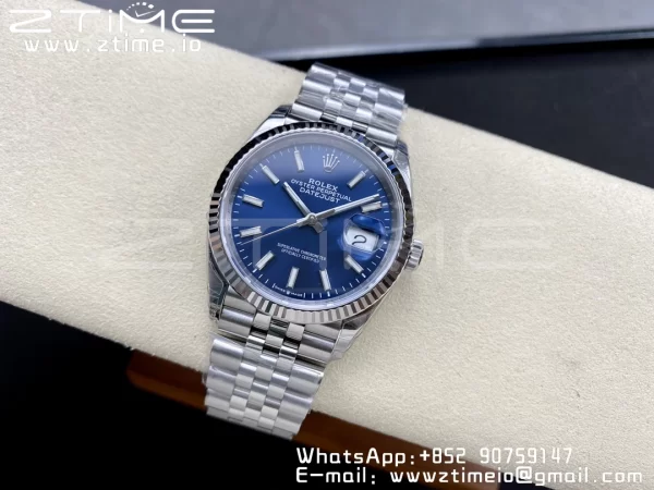 Rolex DateJust 36 126234 904L SS VSF 1:1 Best Edition Fluted Bezel Blue Dial on Jubilee Bracelet VS3235 - Super Clone Watch | 1:1 Best Version