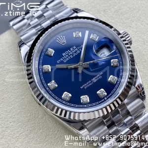 Rolex DateJust 36 SS 126234 VSF 1:1 Nejlepší vydání 904L ocel modré diamanty ciferník na jubilejní náramek VS3235 - Super klon hodinky | 1:1 Nejlepší verze