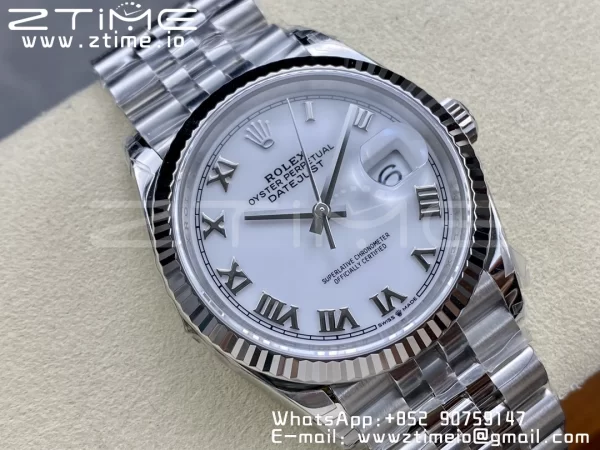 Rolex DateJust 36 SS 126234 VSF 1:1 Best Edition 904L Steel White Roman Dial on Jubilee Bracelet VS3235 - Super Clone Watch | 1:1 Best Version