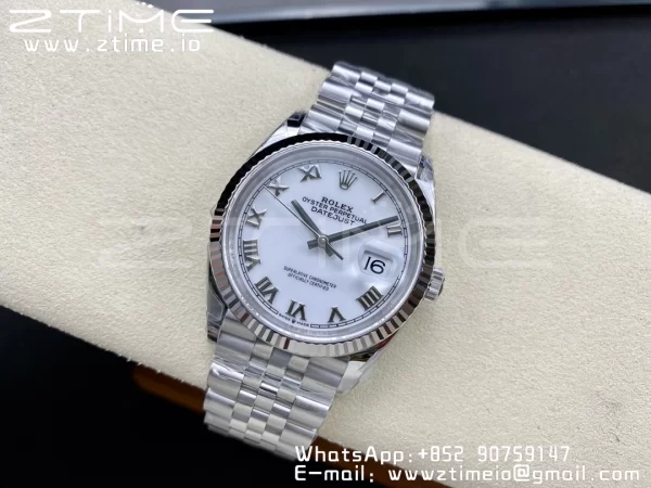 Rolex DateJust 36 SS 126234 VSF 1:1 Best Edition 904L Steel White Roman Dial on Jubilee Bracelet VS3235 - Super Clone Watch | 1:1 Best Version
