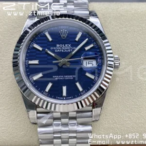 ROLEX デイトジャスト41 126300 904L SS VSF 1:1 ベストエディション ジュビリーブレスレット ブルーテクスチャードダイヤル VS3235 - スーパークローンウォッチ｜1:1 ベストバージョン