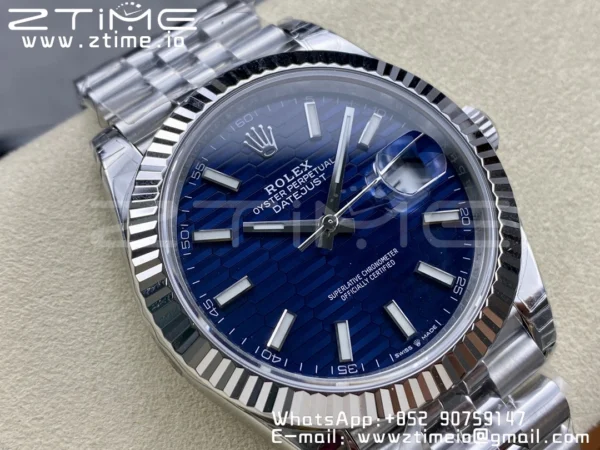 ROLEX DateJust 41 126300 904L SS VSF 1:1 Best Edition Cadran albastru texturat pe brățară Jubilee VS3235 - Super Clone Watch | 1:1 Best Version