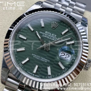ROLEX DateJust 41 126300 904L SS VSF 1:1 Best Edition Green Textured  Dial on Jubilee Bracelet VS3235 - Super Clone Watch | 1:1 Best Version