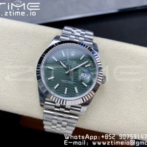 ROLEX DateJust 41 126300 904L SS VSF 1:1 Best Edition Green Textured  Dial on Jubilee Bracelet VS3235 - Super Clone Watch | 1:1 Best Version