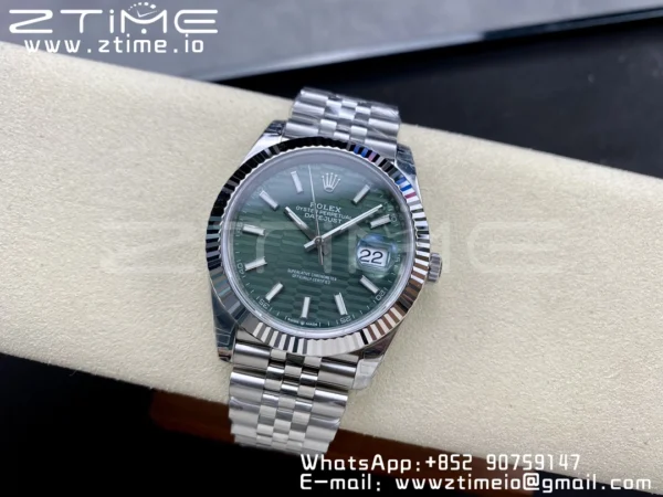 ROLEX DateJust 41 126300 904L SS VSF 1:1 Best Edition Green Textured  Dial on Jubilee Bracelet VS3235 - Super Clone Watch | 1:1 Best Version