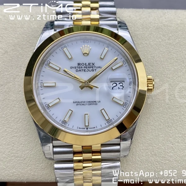 Rolex DateJust 41 126303 904L SS VSF 1:1 Best Edition White Dial on SS/YG Jubilee Bracelet VS3235 - Super Clone Watch | 1:1 Best Version