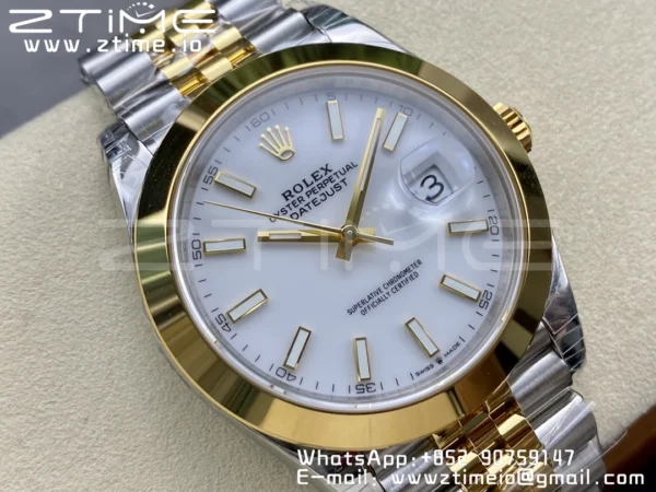 Rolex DateJust 41 126303 904L SS VSF 1:1 Best Edition White Dial on SS/YG Jubilee Bracelet VS3235 - Super Clone Watch | 1:1 Best Version