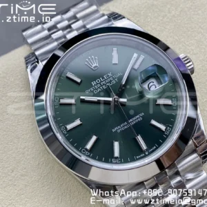 ROLEX DateJust 41 126300 904L SS VSF 1:1 Best Edition Green Dial on Jubilee Bracelet VS3235 - Super Clone Watch | 1:1 Best Version