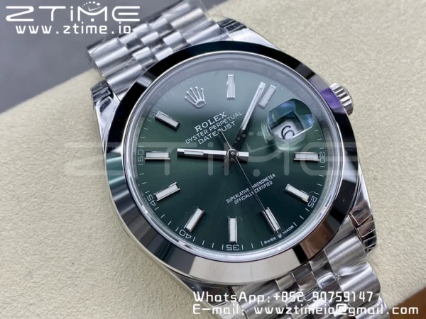 ROLEX DateJust 41 126300 904L SS VSF 1:1 Best Edition Green Dial on Jubilee Bracelet VS3235 - Super Clone Watch | 1:1 Best Version