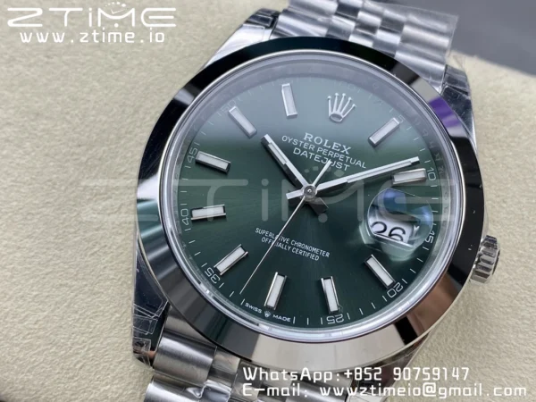 ROLEX DateJust 41 126300 904L SS VSF 1:1 Best Edition Green Dial on Jubilee Bracelet VS3235 - Super Clone Watch | 1:1 Best Version