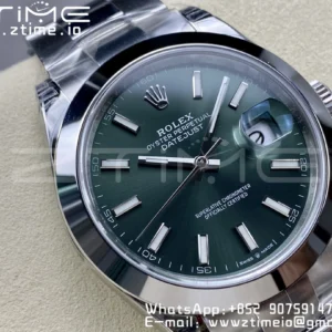 ROLEX DateJust 41 126300 904L SS VSF 1:1 Best Edition Green Dial on Oyster Bracelet VS3235 - Super Clone Watch | 1:1 Best Version
