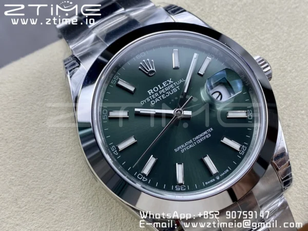 ROLEX DateJust 41 126300 904L SS VSF 1:1 Best Edition Green Dial on Oyster Bracelet VS3235 - Super Clone Watch | 1:1 Best Version