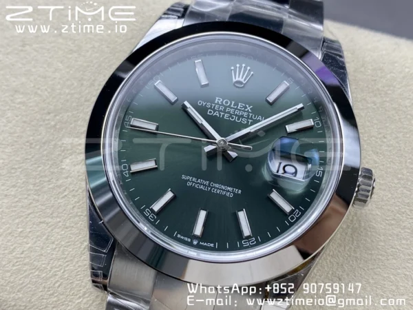 ROLEX DateJust 41 126300 904L SS VSF 1:1 Best Edition Green Dial on Oyster Bracelet VS3235 - Super Clone Watch | 1:1 Best Version