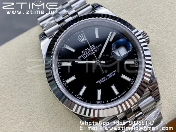 ROLEX DateJust 41 126300 904L SS VSF 1:1 Best Edition Black Dial on Jubilee Bracelet VS3235 - Super Clone Watch | 1:1 Best Version