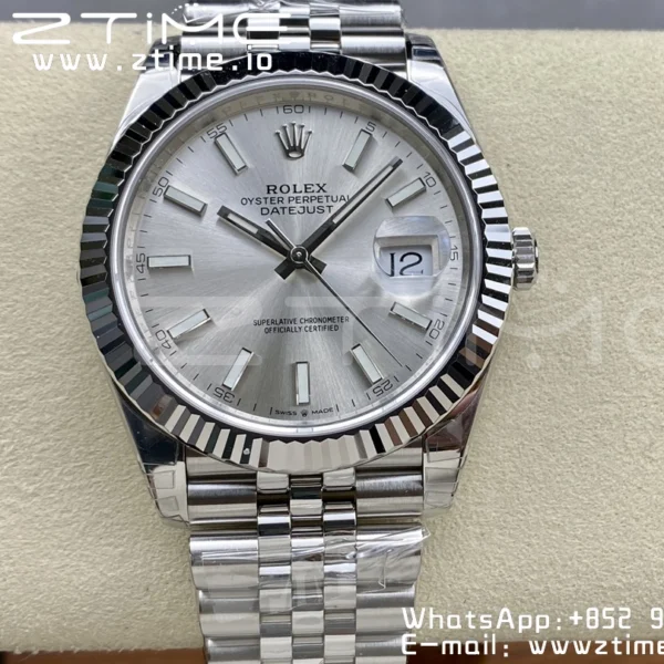 ROLEX DateJust 41 126300 904L SS VSF 1:1 Best Edition Silvery Dial on Jubilee Bracelet VS3235 - Super Clone Watch | 1:1 Best Version