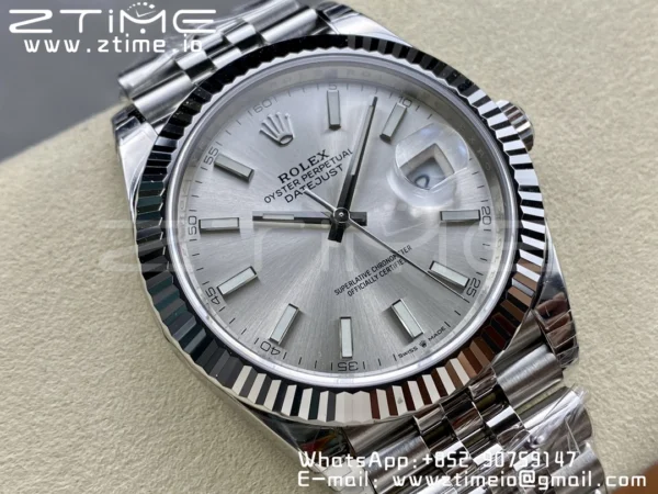 ROLEX DateJust 41 126300 904L SS VSF 1:1 Best Edition Silvery Dial on Jubilee Bracelet VS3235 - Super Clone Watch | 1:1 Best Version