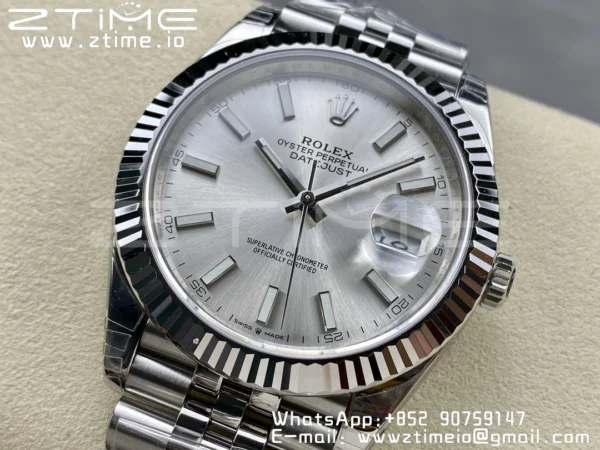 ROLEX DateJust 41 126300 904L SS VSF 1:1 Best Edition Silvery Dial on Jubilee Bracelet VS3235 - Super Clone Watch | 1:1 Best Version