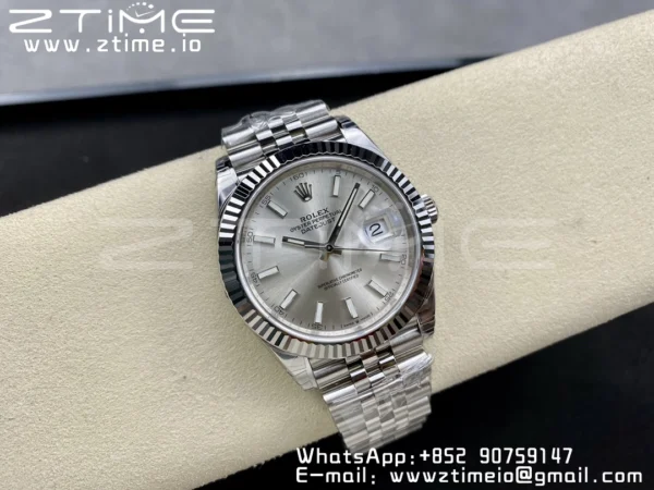 ROLEX DateJust 41 126300 904L SS VSF 1:1 Best Edition Silvery Dial on Jubilee Bracelet VS3235 - Super Clone Watch | 1:1 Best Version