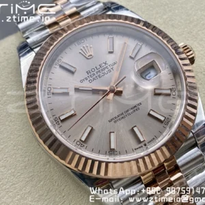 Rolex DateJust 41 126331 904L SS/RG VSF 1:1 Nejlepší vydání RG Dial na jubilejním náramku VS3235 - Super klon hodinky | 1:1 Nejlepší verze