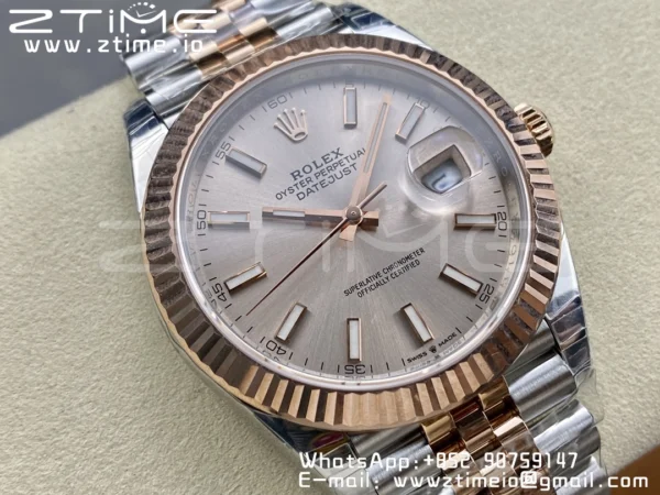 Rolex DateJust 41 126331 904L SS/RG VSF 1:1 Nejlepší vydání RG Dial na jubilejním náramku VS3235 - Super klon hodinky | 1:1 Nejlepší verze