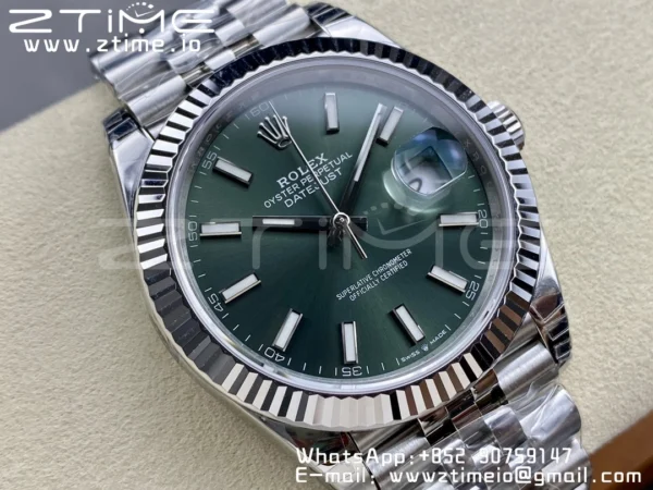 ROLEX DateJust 41 126300 904L SS VSF 1:1 Best Edition Green Dial on Jubilee Bracelet VS3235 - Super Clone Watch | 1:1 Best Version