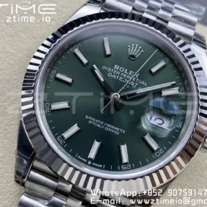 ROLEX DateJust 41 126300 904L SS VSF 1:1 Best Edition Green Dial on Jubilee Bracelet VS3235 - Super Clone Watch | 1:1 Best Version