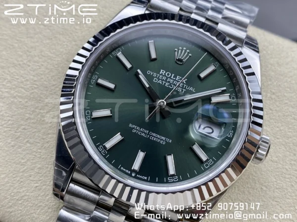 ROLEX DateJust 41 126300 904L SS VSF 1:1 Best Edition Green Dial on Jubilee Bracelet VS3235 - Super Clone Watch | 1:1 Best Version