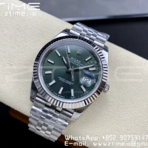 ROLEX DateJust 41 126300 904L SS VSF 1:1 Best Edition Green Dial on Jubilee Bracelet VS3235 - Super Clone Watch | 1:1 Best Version