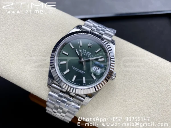 ROLEX DateJust 41 126300 904L SS VSF 1:1 Best Edition Green Dial on Jubilee Bracelet VS3235 - Super Clone Watch | 1:1 Best Version