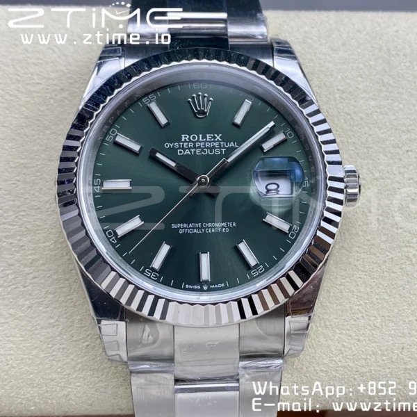 ROLEX デイトジャスト41 126300 904L SS VSF 1:1 ベストエディション オイスターブレスレット グリーンダイアル VS3235 - スーパークローンウォッチ｜1:1 ベストバージョン