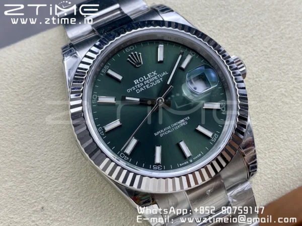 ROLEX デイトジャスト41 126300 904L SS VSF 1:1 ベストエディション オイスターブレスレット グリーンダイアル VS3235 - スーパークローンウォッチ｜1:1 ベストバージョン