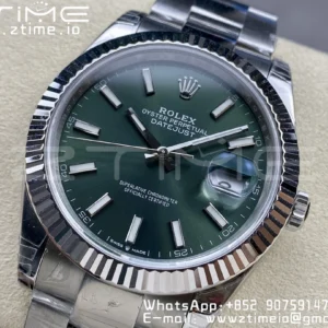 ROLEX デイトジャスト41 126300 904L SS VSF 1:1 ベストエディション オイスターブレスレット グリーンダイアル VS3235 - スーパークローンウォッチ｜1:1 ベストバージョン