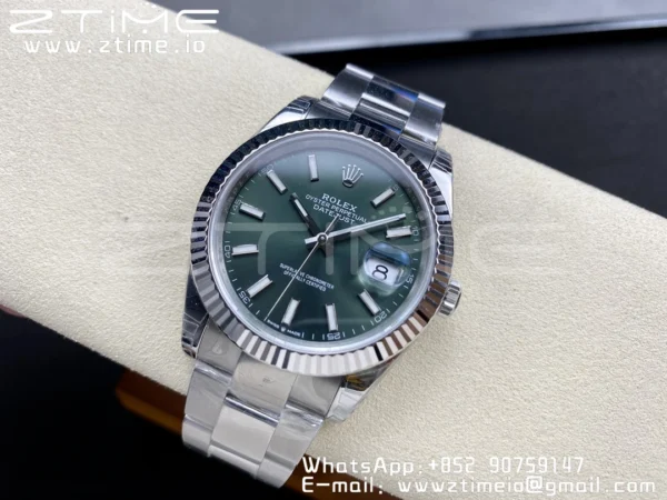 ROLEX デイトジャスト41 126300 904L SS VSF 1:1 ベストエディション オイスターブレスレット グリーンダイアル VS3235 - スーパークローンウォッチ｜1:1 ベストバージョン