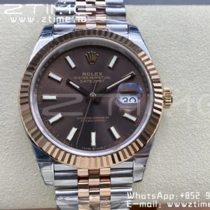 Rolex DateJust 41 126331 904L SS/RG VSF 1:1 Best Edition Brown Dial on Jubilee Bracelet VS3235 - Super Clone Watch | 1:1 Best Version