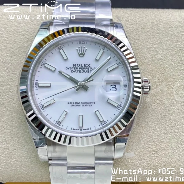 ROLEX DateJust 41 126334 904L SS VSF 1:1 Best Edition White Dial on Oyster Bracelet VS3235 - Super Clone Watch | 1:1 Best Version