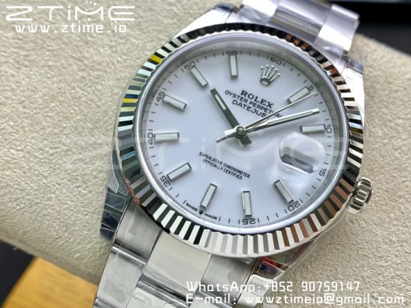 ROLEX DateJust 41 126334 904L SS VSF 1:1 Best Edition White Dial on Oyster Bracelet VS3235 - Super Clone Watch | 1:1 Best Version