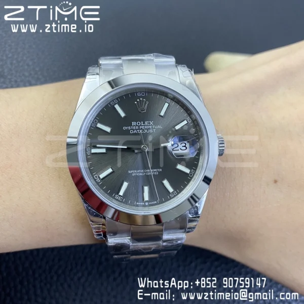 ROLEX DateJust 41 126300 904L SS VSF 1:1 Best Edition Gray Dial on Oyster Bracelet VS3235 - Super Clone Watch | 1:1 Best Version